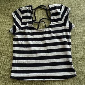 Striped Cropped Top with Cut-Out Back